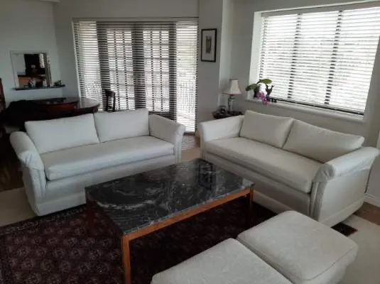 Close-up image of a reupholstered couch by Southside Upholstery.